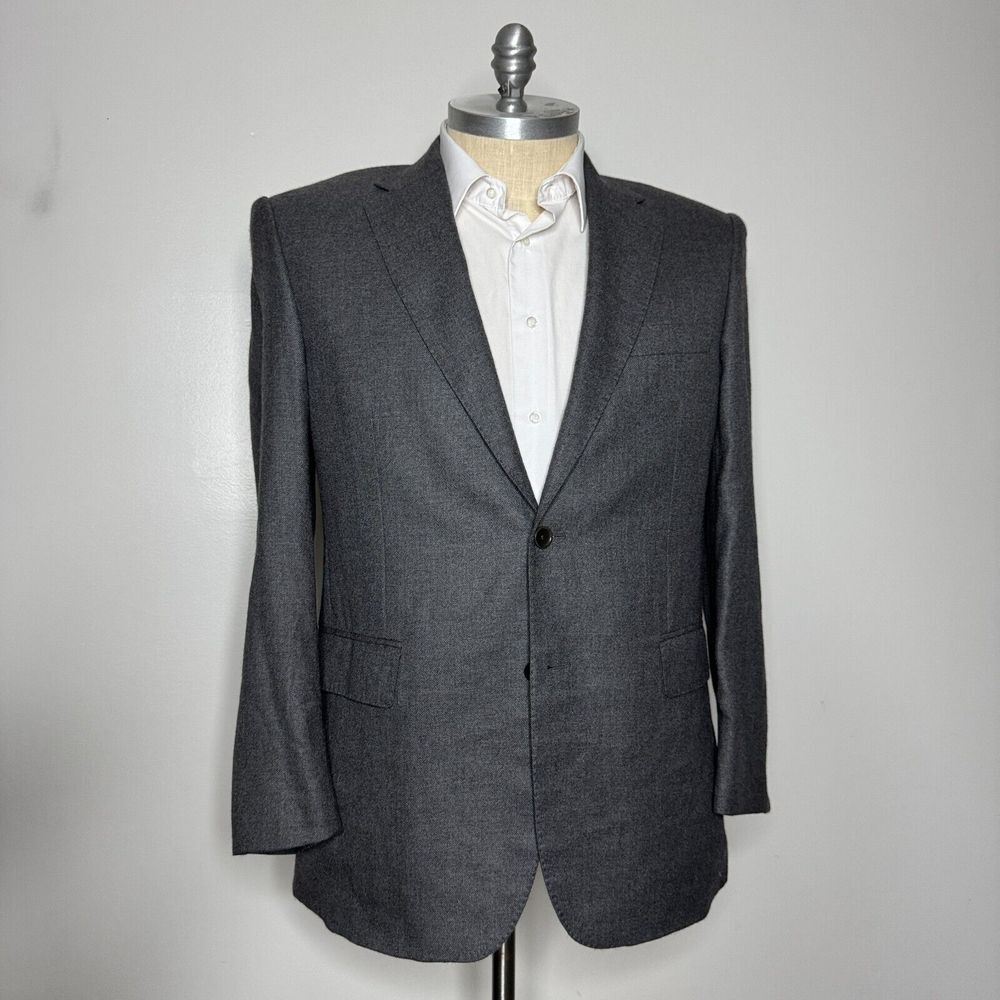 Jos A‎ Bank Platinum Sport Coat Blazer 43L Mens Cashmere Solid Gray